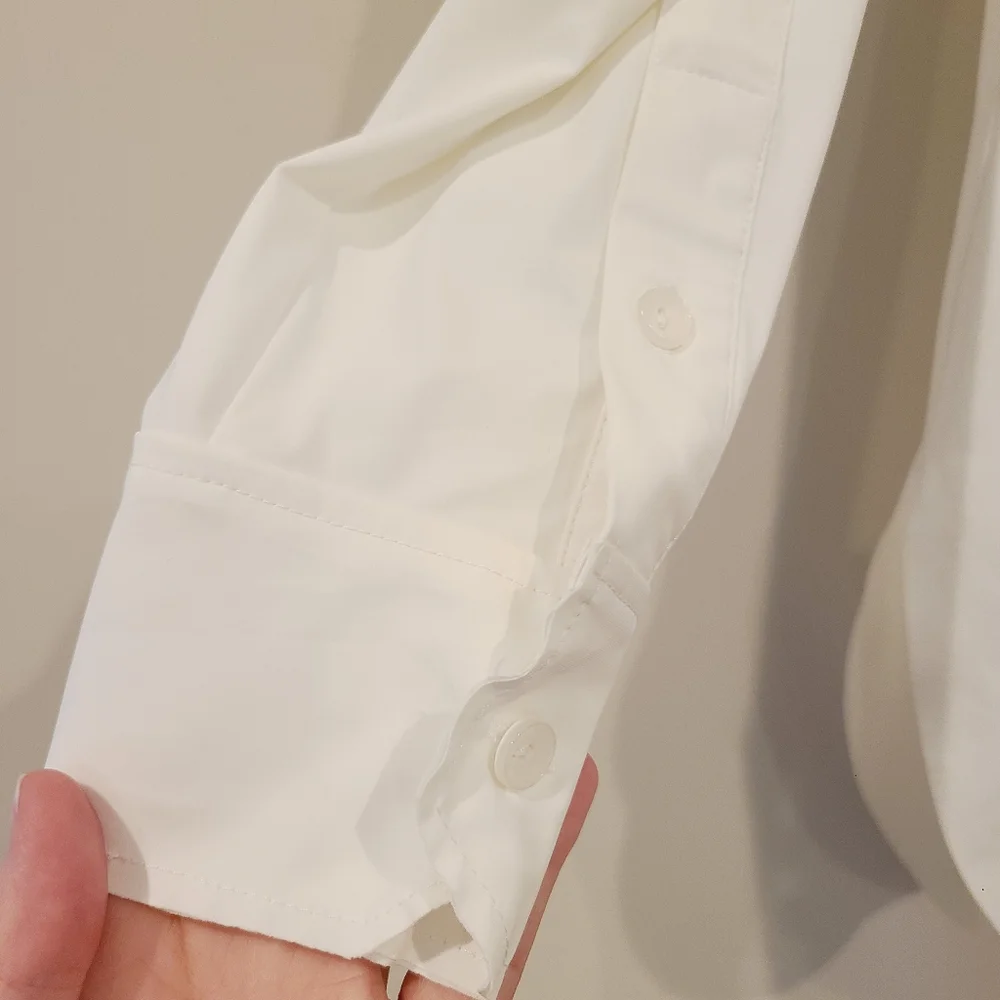 Lysse Schiffer White Button Down Stretch Long Sleeve Blouse - Picture 3 of 9